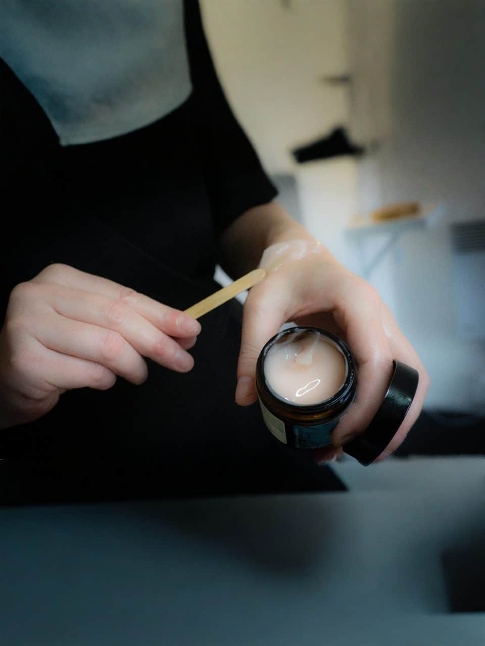 woman testing cream
