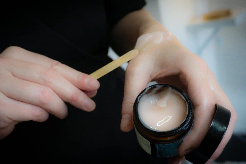 testing cream on hand